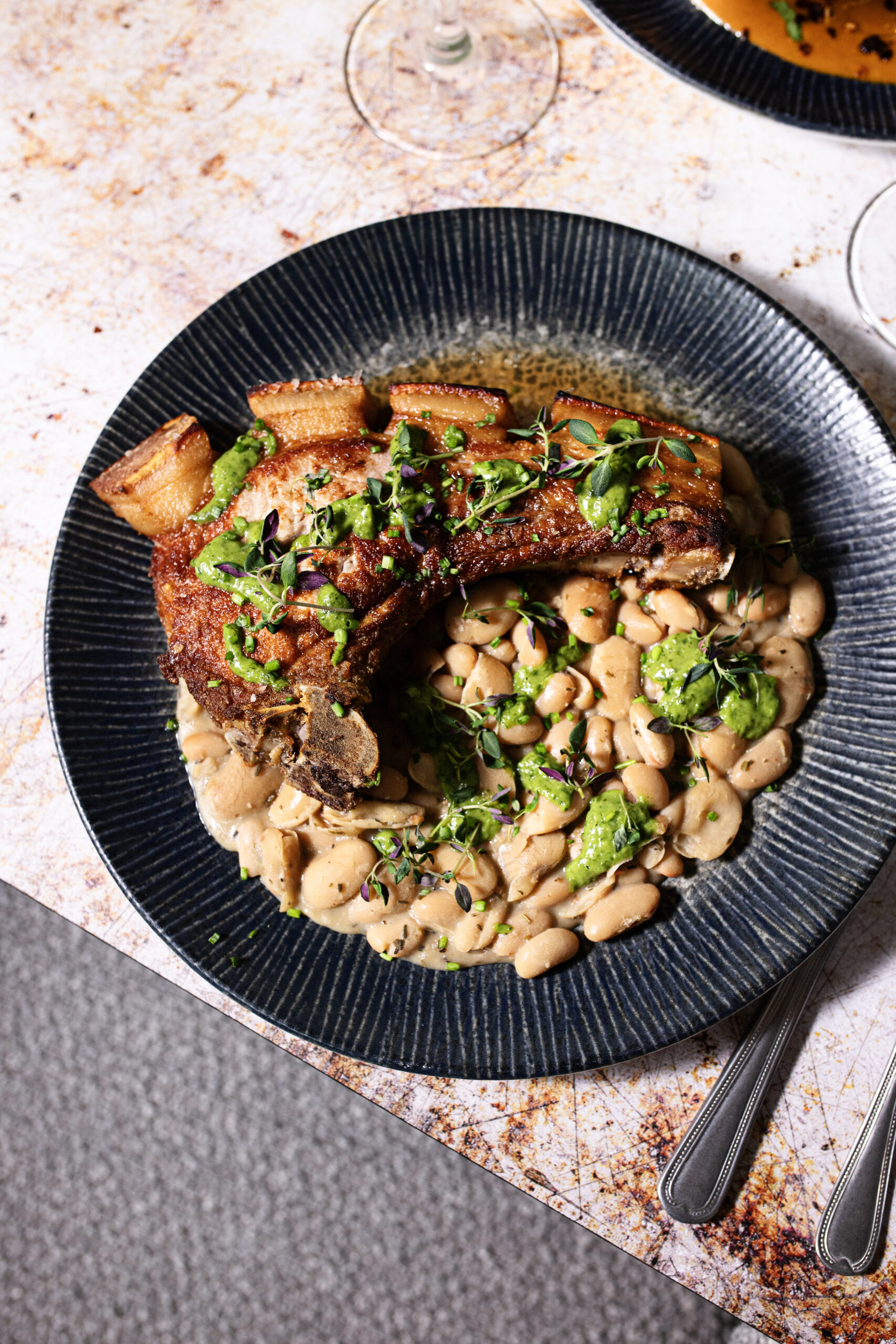 ck pork belly and beans overhead march